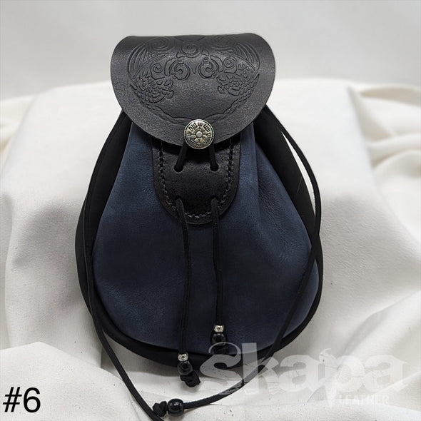 Hersir's Spacious Drawstring Leather Pouch