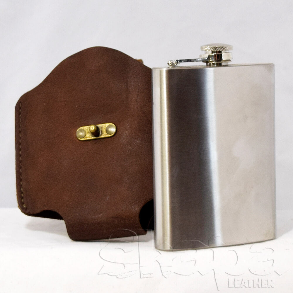 Flask Holder w/ Flask | Handmade Leather Flask Pouch in Black or Brown | Skapa Leather Flask Holder w/ Flask | Handmade Leather Flask Pouch in Black or Brown | Skapa Leather