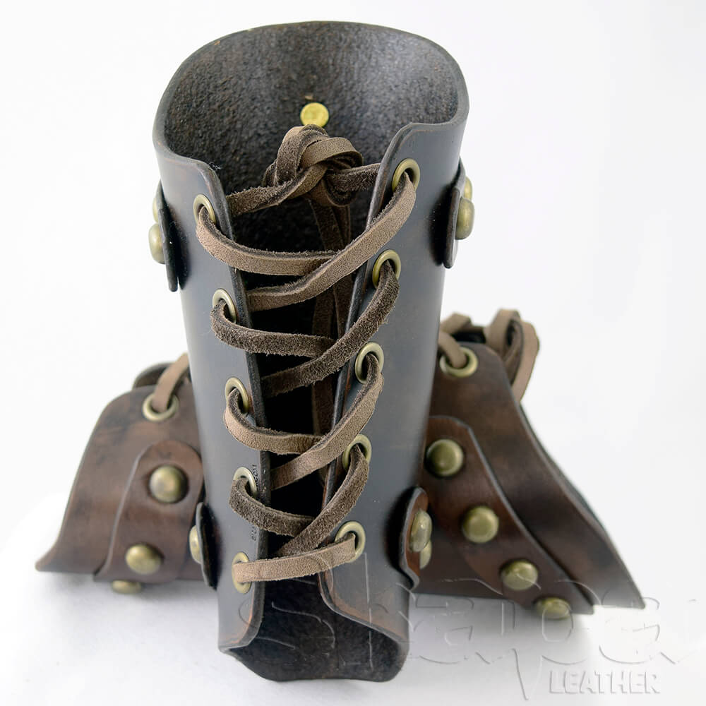 Medieval Leather Bracers, Wanderer's Bracer in Black or Brown