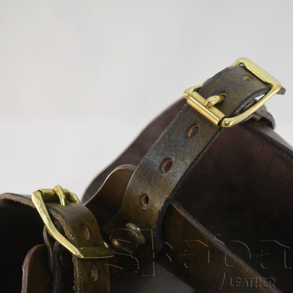 Noble’s Buckled Aged Brown Celtic Knot Leather Bracers