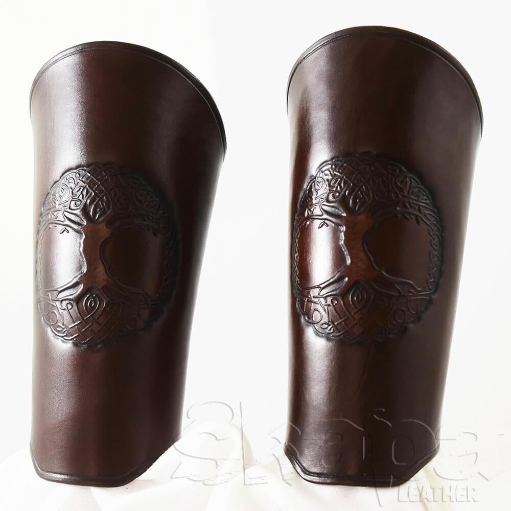 Medieval Leather Arm Armor, Ranger's Bracers in Brown or Green with Tree of  Life