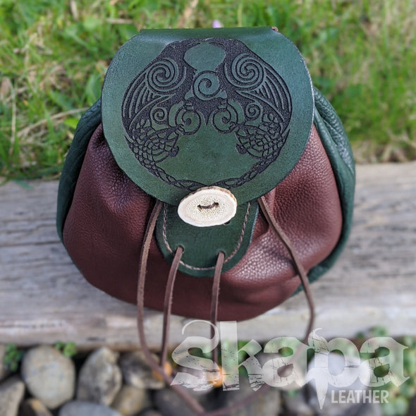 Hersir's Spacious Drawstring Leather Pouch