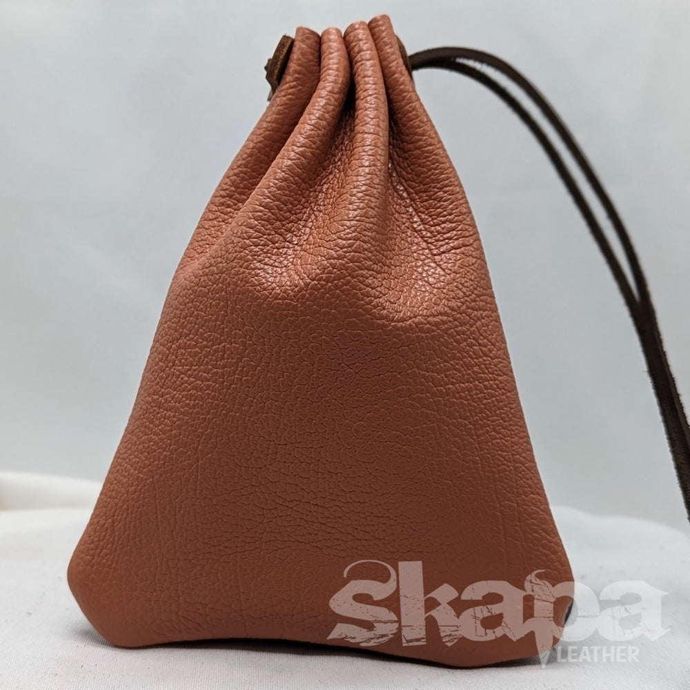 Leather drawstring outlet bag